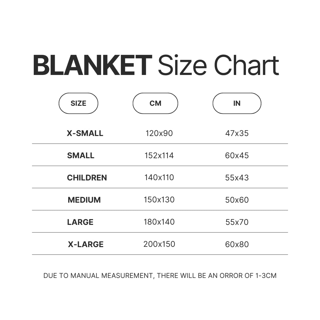 Blanket Size Chart - Peppa Pig Merch