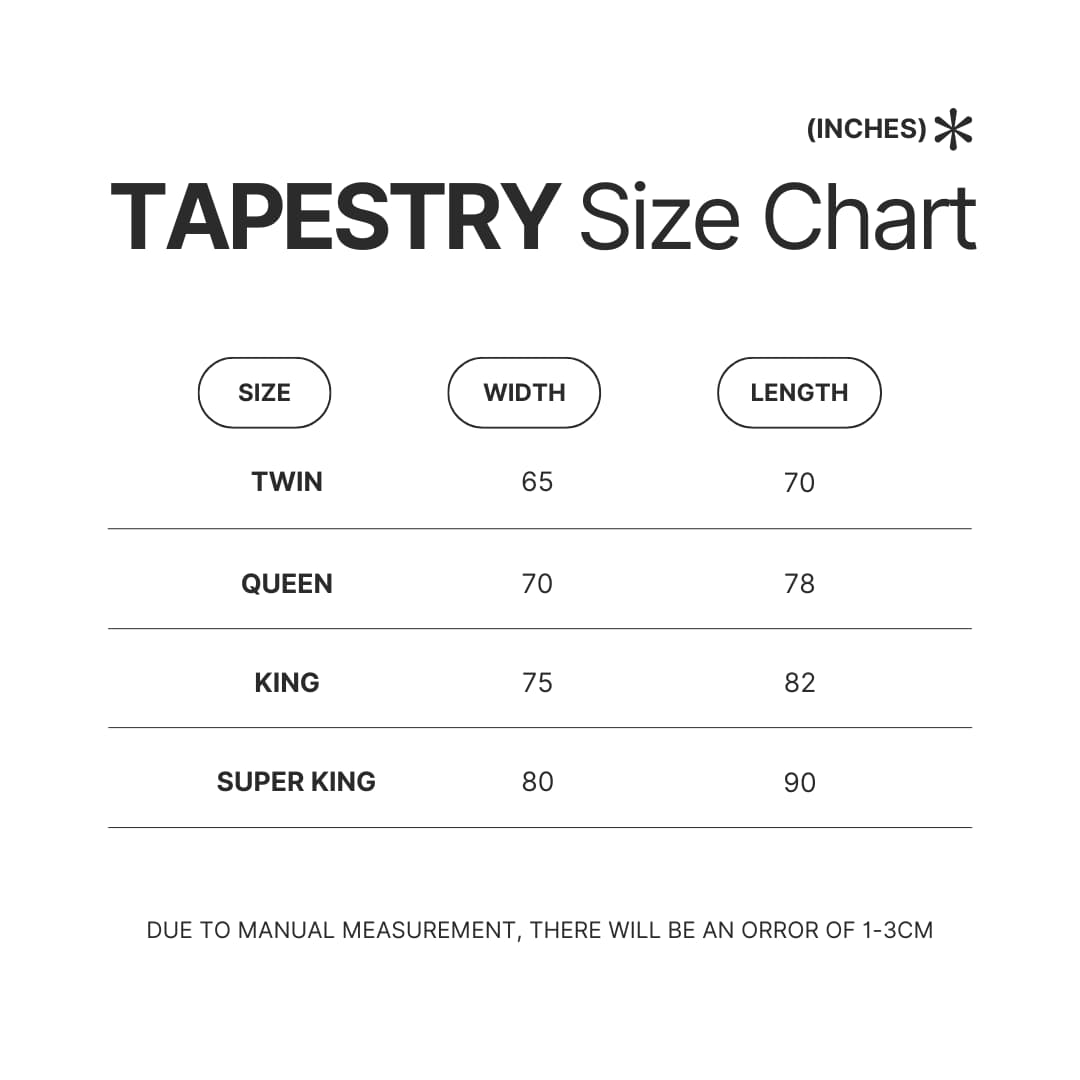 Tapestry Size Chart - Peppa Pig Merch